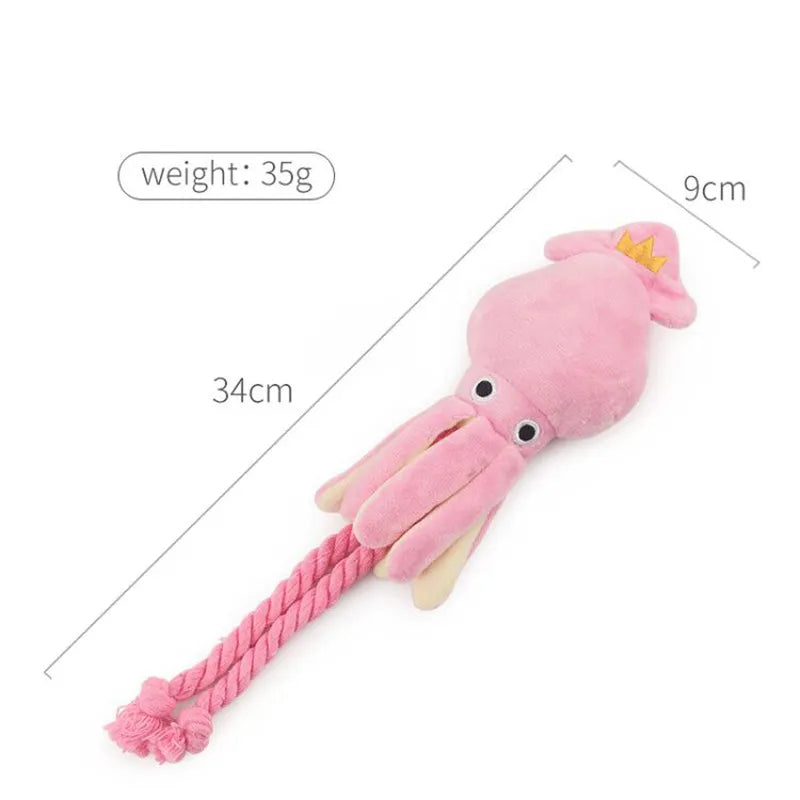 Cute Squid Small Dog Toy Sound BB Plush Pet Puppy Rope Toys Pink Chew Squeak Toys For Cat - Pawz Are Us