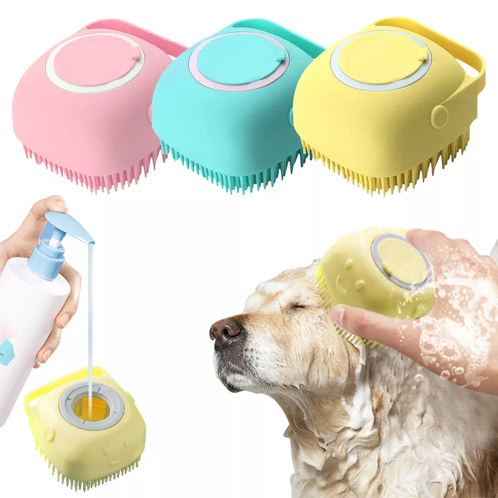 Bathroom PuppyCat Washing Massage Dispenser Grooming Shower Brush Soft Silicone - Pawz Are Us