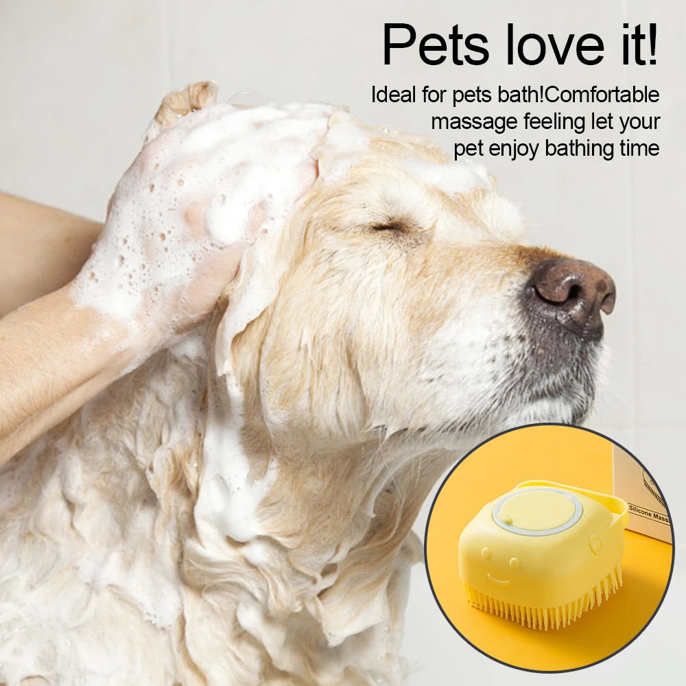 Bathroom PuppyCat Washing Massage Dispenser Grooming Shower Brush Soft Silicone - Pawz Are Us