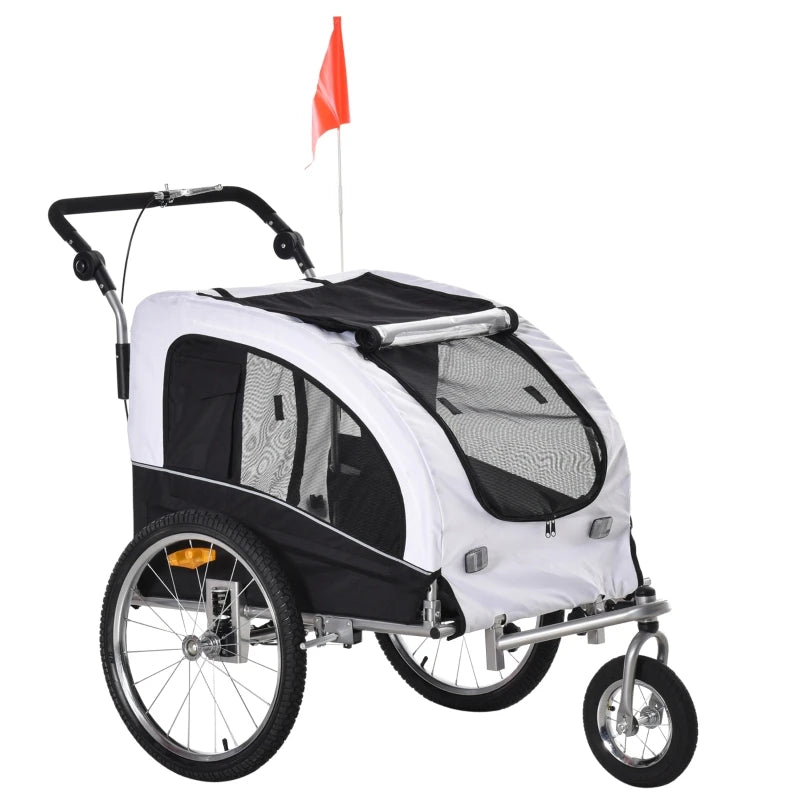 Dog Bike Trailer 2-In-1 Pet Stroller Cart Bicycle Wagon Cargo Carrier Attachment for Travel with Suspension and Storage Pockets - Pawz Are Us