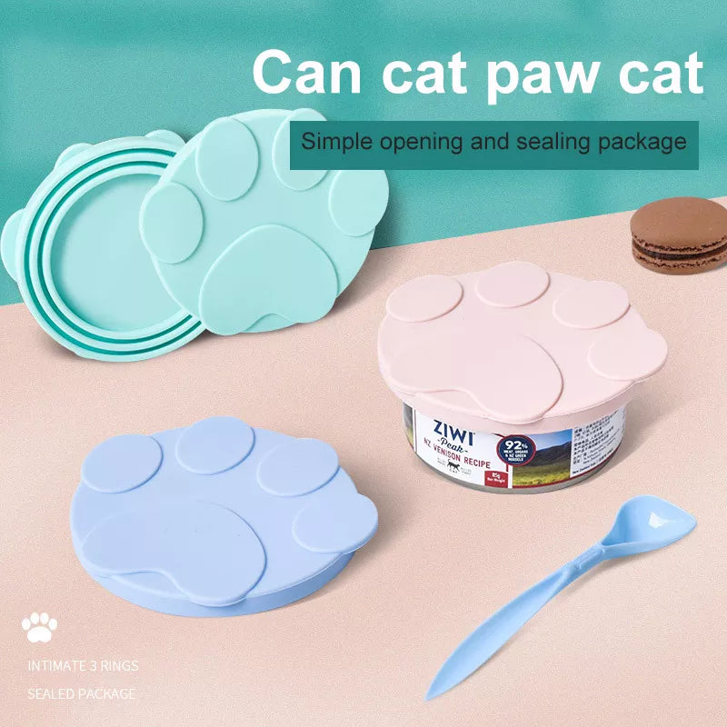 Portable Silicone Dog Cat Canned Lid dog 2-in-1Food Sealer Spoon Pet Food Cover Storage Fresh-keeping Lids Bowl Dog Accessories - Pawz Are Us