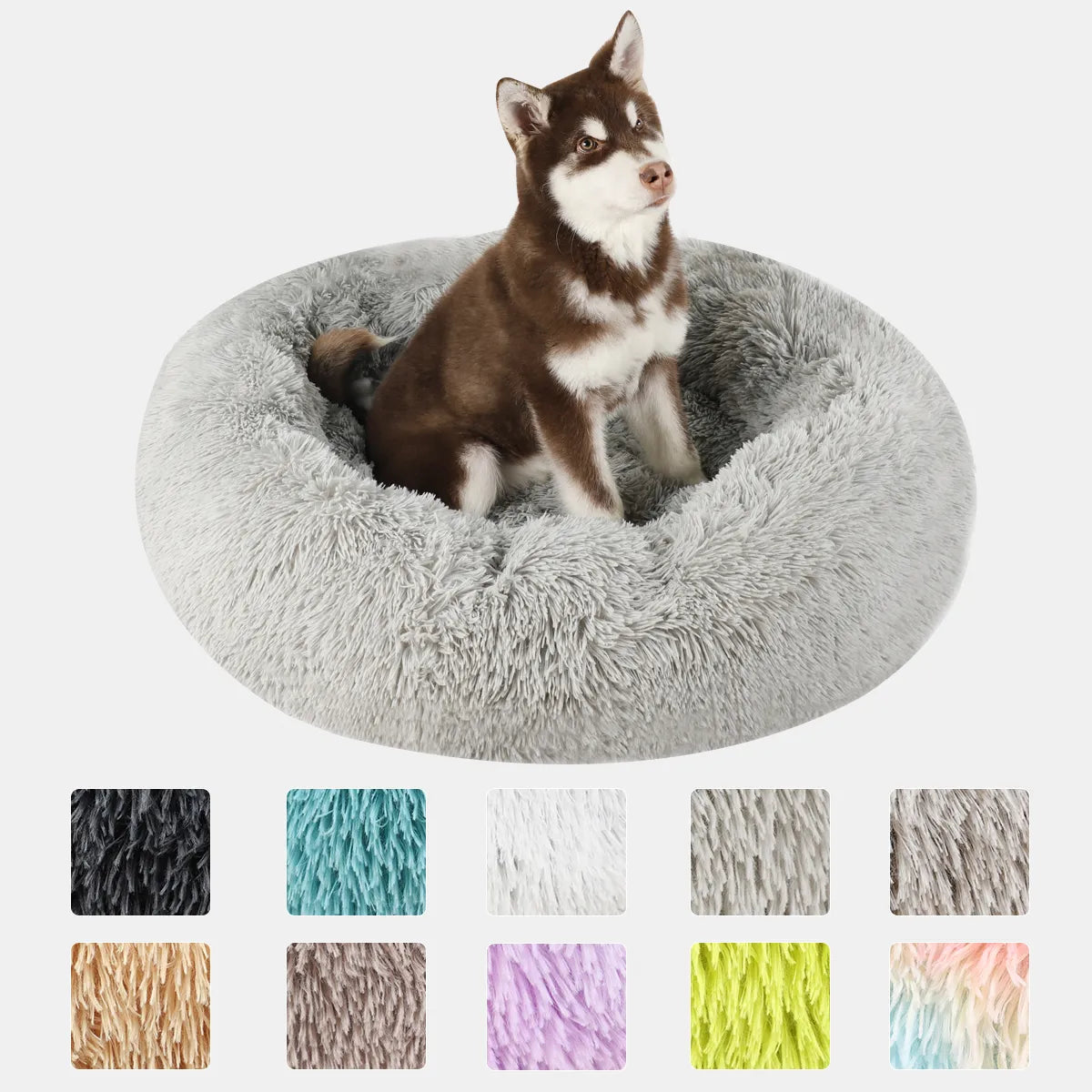 Dog Bed Donut Big Large Round Basket Plush Beds for Dogs Medium Accessories Fluffy Kennel Small Puppy Washable Pets Cat Products - Pawz Are Us