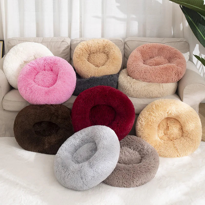 Dog Bed Donut Big Large Round Basket Plush Beds for Dogs Medium Accessories Fluffy Kennel Small Puppy Washable Pets Cat Products - Pawz Are Us