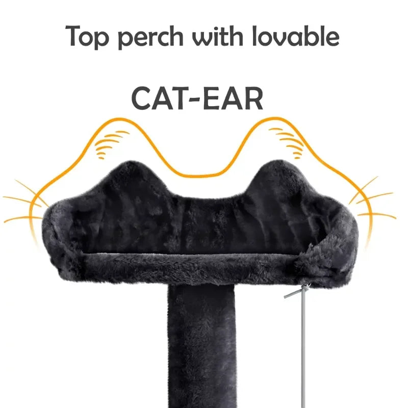 57"  Cat Tree,Multi-Level Cat Tower w/ 3 Padded Perches, 2 Cat Condos, 2 Hanging Balls and Scratching Posts - Multiple Colors - Pawz Are Us