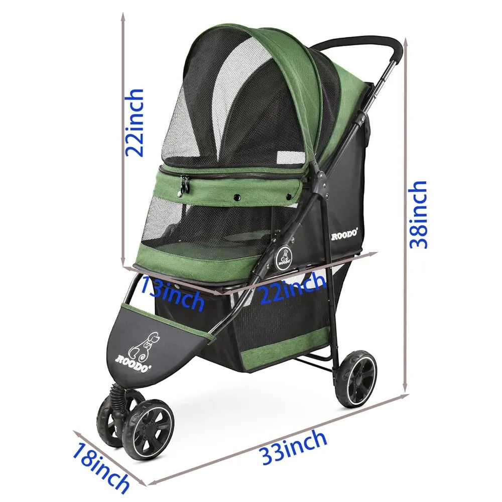 Pet Stroller Lightweight Multifunctional Foldable Portable Compact Jogger Buggy Three-Wheeled Pet Gear Stroller - Pawz Are Us